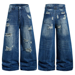 Omirad Distressed Wide-Leg Denim Jeans