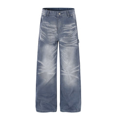 Omirad Washed Wrinkle Effect Denim Jeans