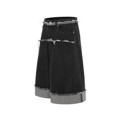Omirad Distressed Wide-Leg Denim Shorts
