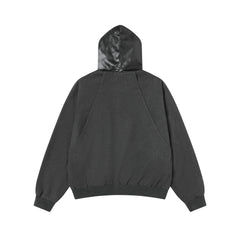 Omirad Hybrid Vegan Leather Hooded Zip Jacket
