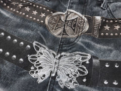Omirad Washed Studded Wide-Leg Jeans