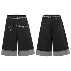 Omirad Distressed Wide-Leg Denim Shorts
