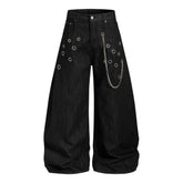 Omirad Rivet Chain Wide-Leg Denim Pants
