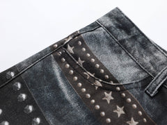 Omirad Washed Studded Wide-Leg Jeans