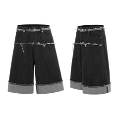 Omirad Distressed Wide-Leg Denim Shorts
