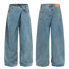 Omirad Asymmetric Waist Wide-Leg Denim Pants