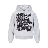Omirad Retro Collage Print Zip Hoodie