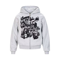 Omirad Retro Collage Print Zip Hoodie