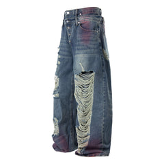 Omirad Distressed Washed Wide-Leg Jeans