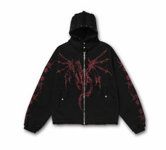 Omirad Gothic Dragon Graphic Zip-Up Hoodie
