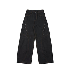 Omirad Rivet Panel Wide-Leg Denim Jeans