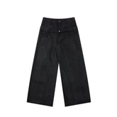 Omirad Double-Waist Washed Wide-Leg Jeans