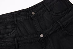 Omirad Double-Waist Washed Wide-Leg Jeans