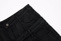 Omirad Double-Waist Washed Wide-Leg Jeans