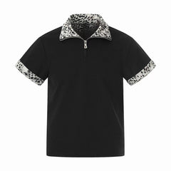 Omirad “Leopard Trim Zip Polo”