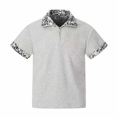 Omirad “Leopard Trim Zip Polo”