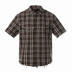 Omirad “Distressed Plaid Short Sleeve Shirt”
