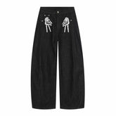 Omirad Skeleton Graphic Wide-Leg Denim Pants