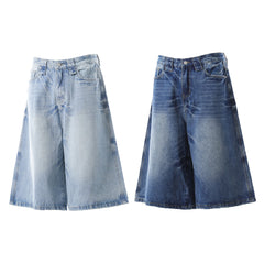 Omirad Vintage Wash Wide-Leg Denim Shorts
