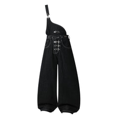 Omirad Hardware Strap Wide-Leg Jeans