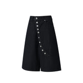 Omirad “Arc Button Wide Denim Shorts”