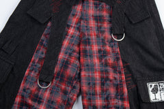 Omirad Layered Plaid Panel Wide-Leg Pants
