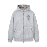 Omirad Rhinestone Cross Zip Hoodie