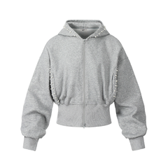 Omirad Pearl-Trim Cropped Hoodie