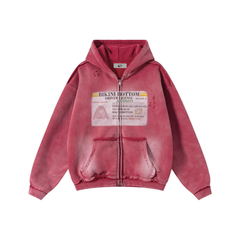 Omirad Vintage Wash Graphic Zip Hoodie
