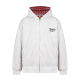 Omirad Plaid-Lined Minimal Zip Hoodie