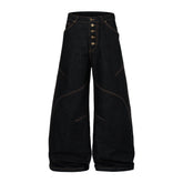 Omirad Curved Panel Wide Leg Denim Pants