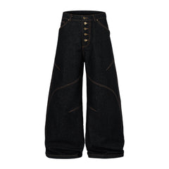 Omirad Curved Panel Wide Leg Denim Pants