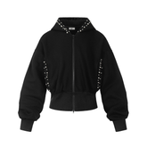 Omirad Pearl-Trim Cropped Hoodie