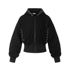Omirad Pearl-Trim Cropped Hoodie