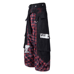 Omirad Layered Plaid Panel Wide-Leg Pants