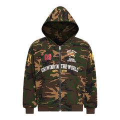 Omirad Split Camouflage Zip-Up Hoodie