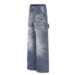 Omirad Washed Wrinkle Effect Denim Jeans