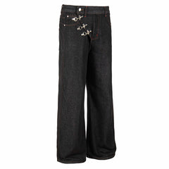 Omirad Hook Closure Wide-Leg Denim Pants