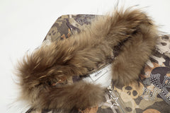 Omirad Skull Camo Fur-Trim Hoodie Jacket