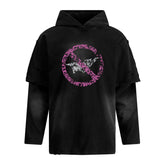 Omirad Destroyed Layered Graphic Hoodie Tee