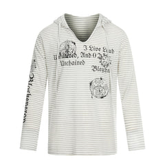 Omirad Striped Graphic Hooded Long Sleeve Tee