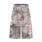 Omirad “Grunge Cross Washed Denim Shorts”