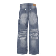 Omirad Washed Wrinkle Effect Denim Jeans