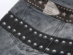 Omirad Washed Studded Wide-Leg Jeans