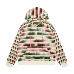Omirad Striped Knit Zip Hoodie