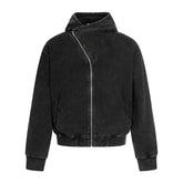 Omirad Asymmetric Zip Washed Hoodie Jacket