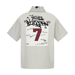 Omirad “Pinstripe Patch Graphic Shirt”