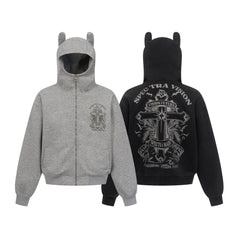 Omirad Devil-Horn Graphic Zip Hoodie