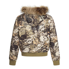 Omirad Skull Camo Fur-Trim Hoodie Jacket