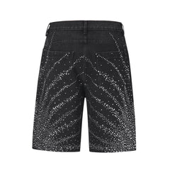 Omirad Rhinestone Burst Denim Shorts